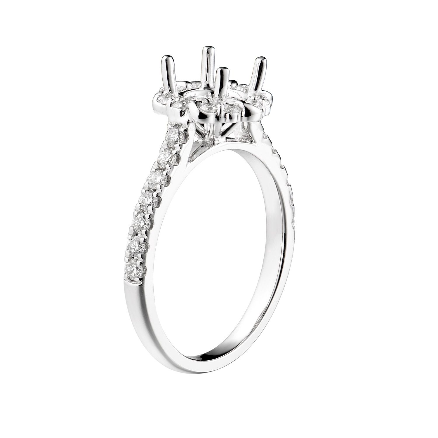 14K White Gold Natural Diamond Engagement Ring MZ7048