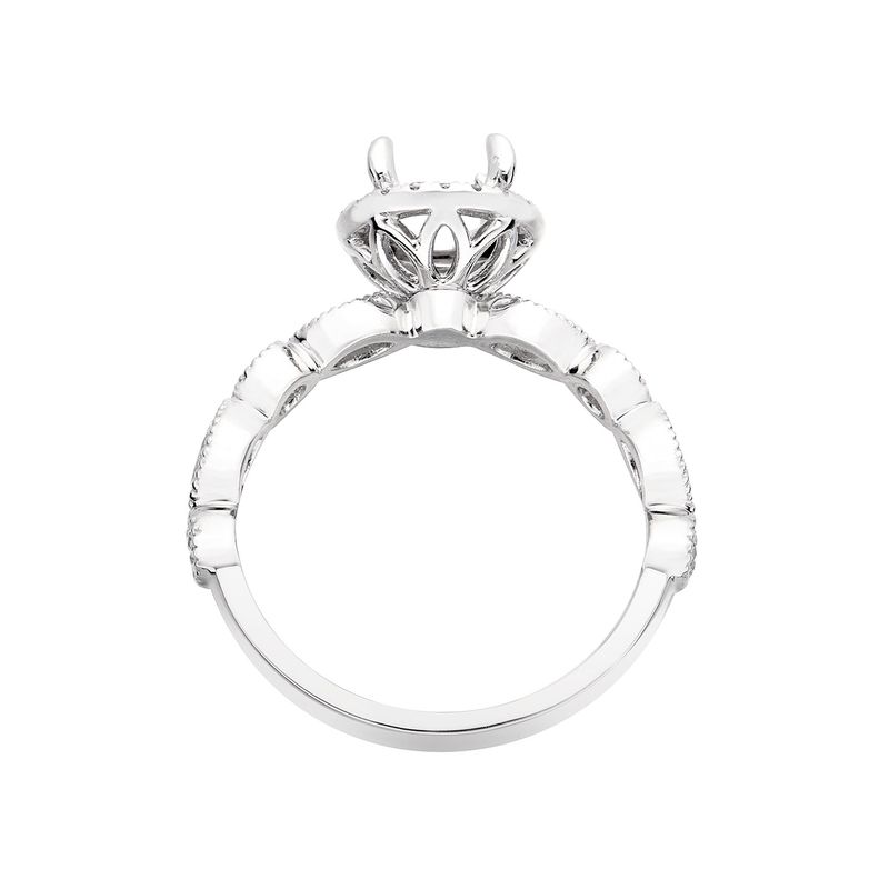 14K White Gold Round Center Prong Milgrain Engagement Ring MZ7025 Natural Diamond