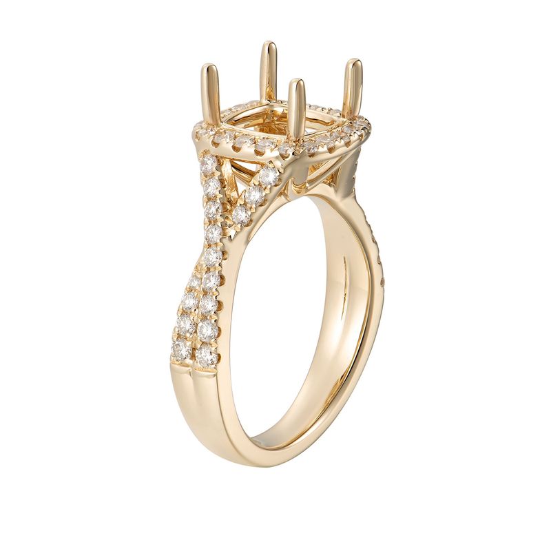 14K Yellow Gold Cushion Halo Natural Diamond s Engagement Ring MZ71210