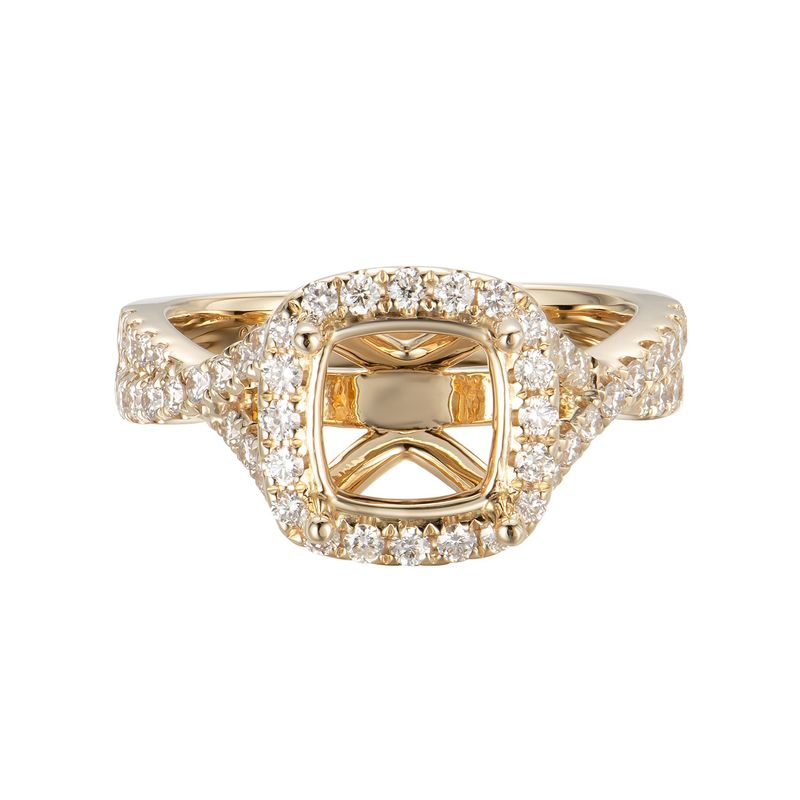 14K Yellow Gold Cushion Halo Natural Diamond s Engagement Ring MZ71210
