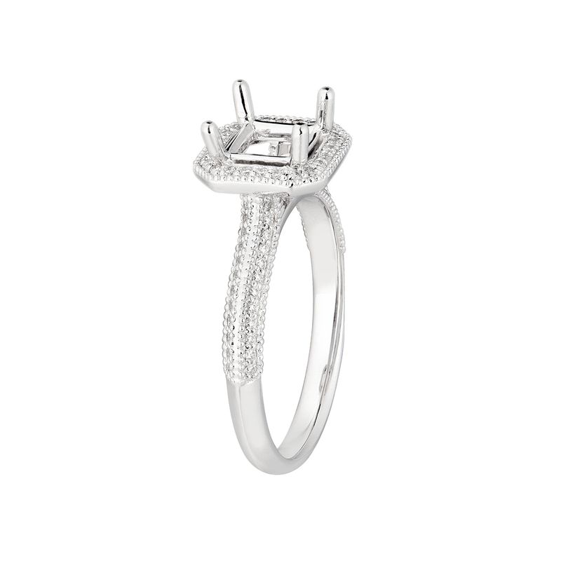 14K White Gold Cushion Halo Vintage Engagement Ring MZ7024 Natural Diamond