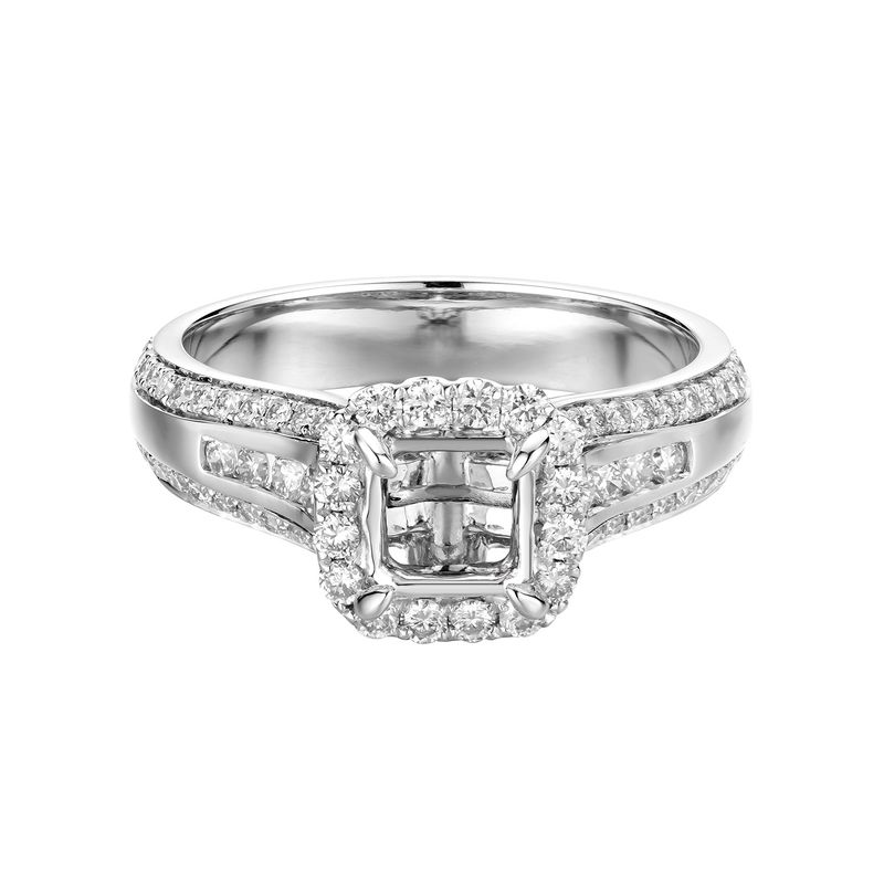14k White Gold Cushion Halo Engagement Ring MZ6839 Natural Diamond