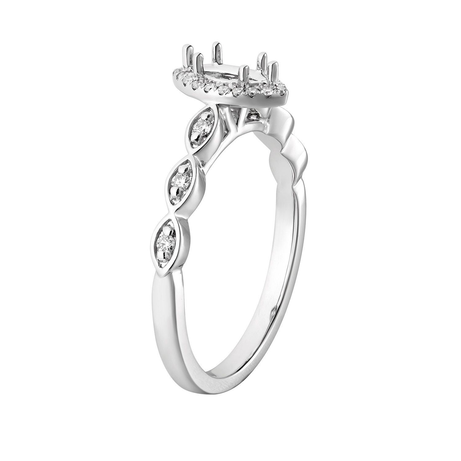 14k White Gold Marquise Halo Engagement Ring MZ6853 Natural Diamond