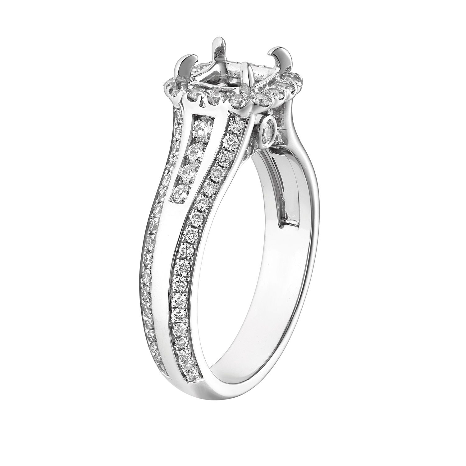14k White Gold Cushion Halo Engagement Ring MZ6839 Natural Diamond