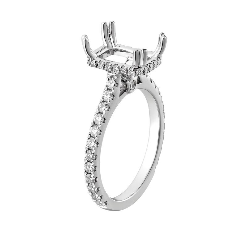 14k White Gold Natural Diamond Emerald Center Engagement Ring MZ6740