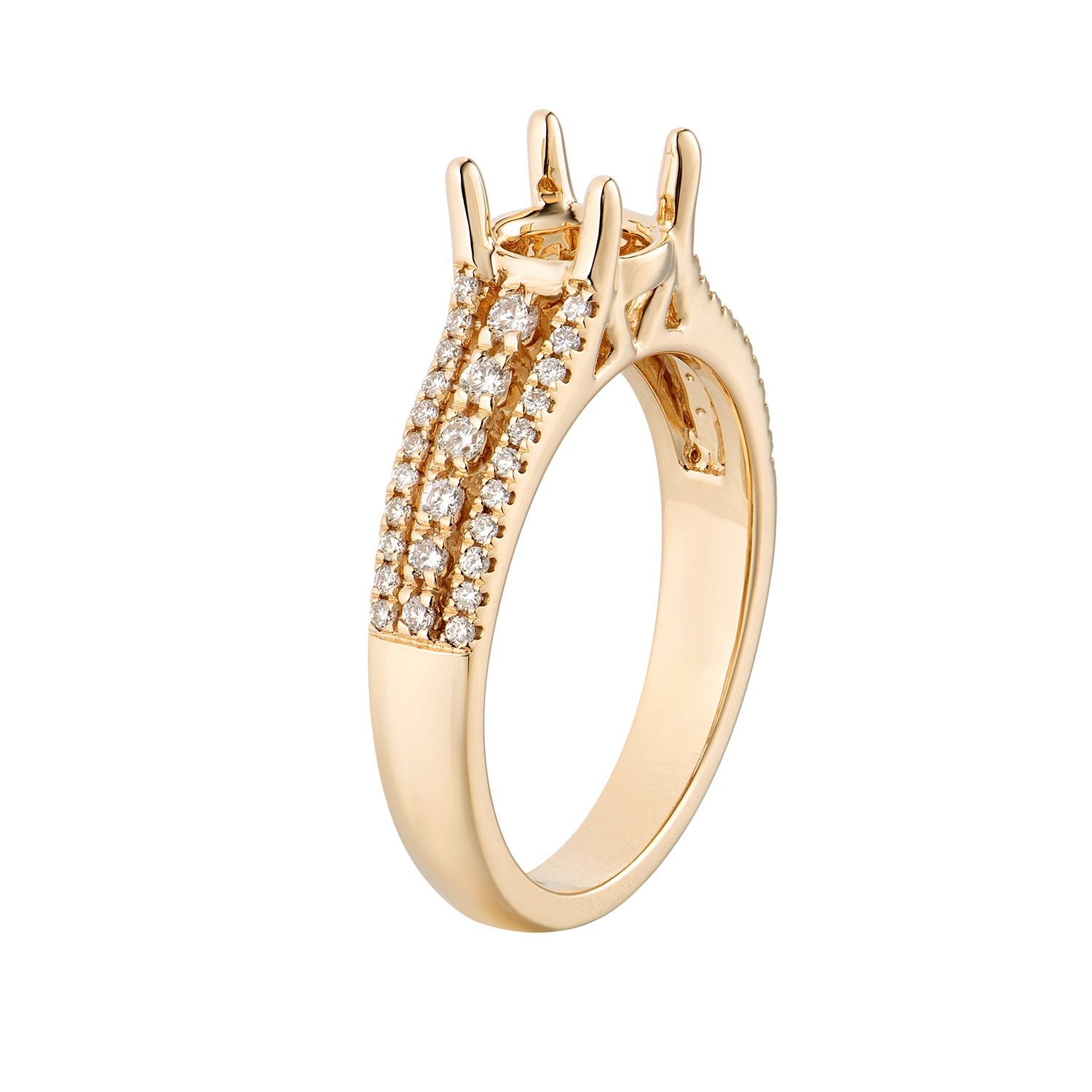 14K Yellow Gold Split Shank Natural Diamond Engagement Ring MZ6779