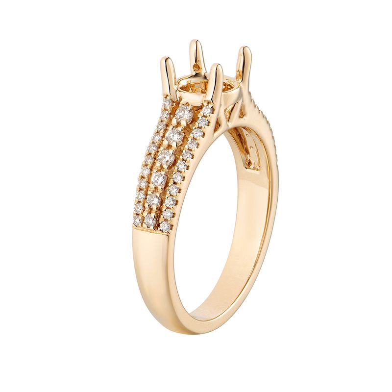 14K Yellow Gold Split Shank Natural Diamond Engagement Ring MZ6779