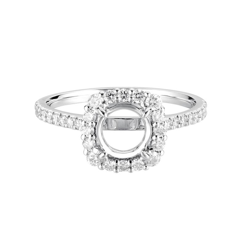 14k White Gold Cushion Halo Natural Diamond  Engagement Ring MZ6625 Natural Diamond
