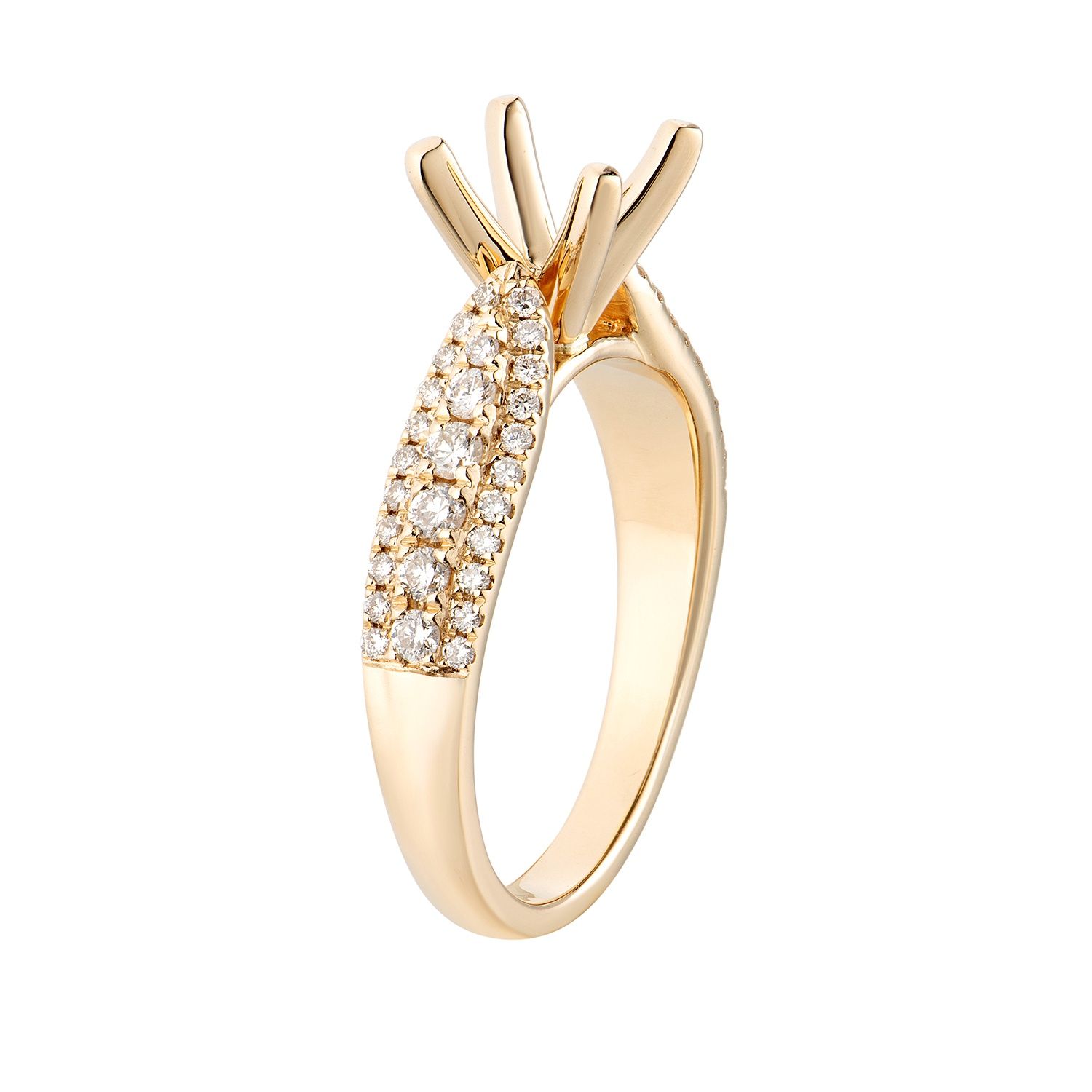 14K Yellow Gold Split Shank Natural Diamond Engagement Ring MZ6782