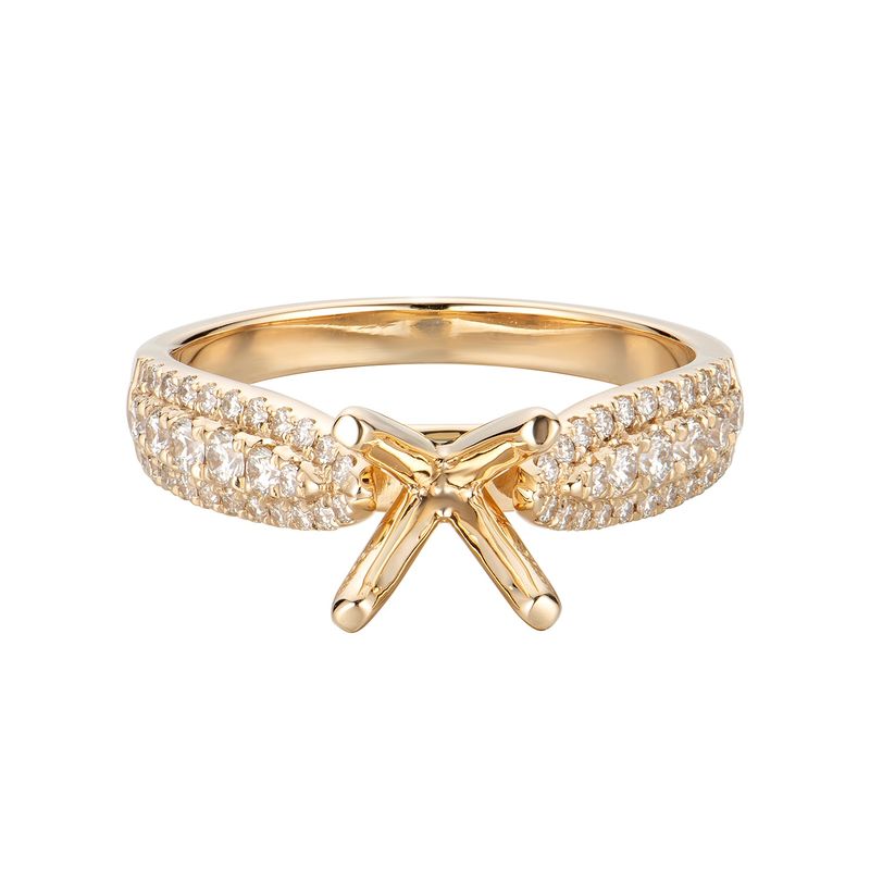14K Yellow Gold Split Shank Natural Diamond Engagement Ring MZ6782