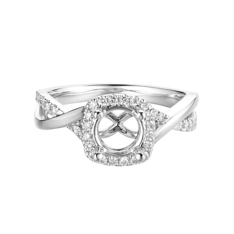 14K White Gold Split Shank  Natural Diamond Engagement Ring MZ6698