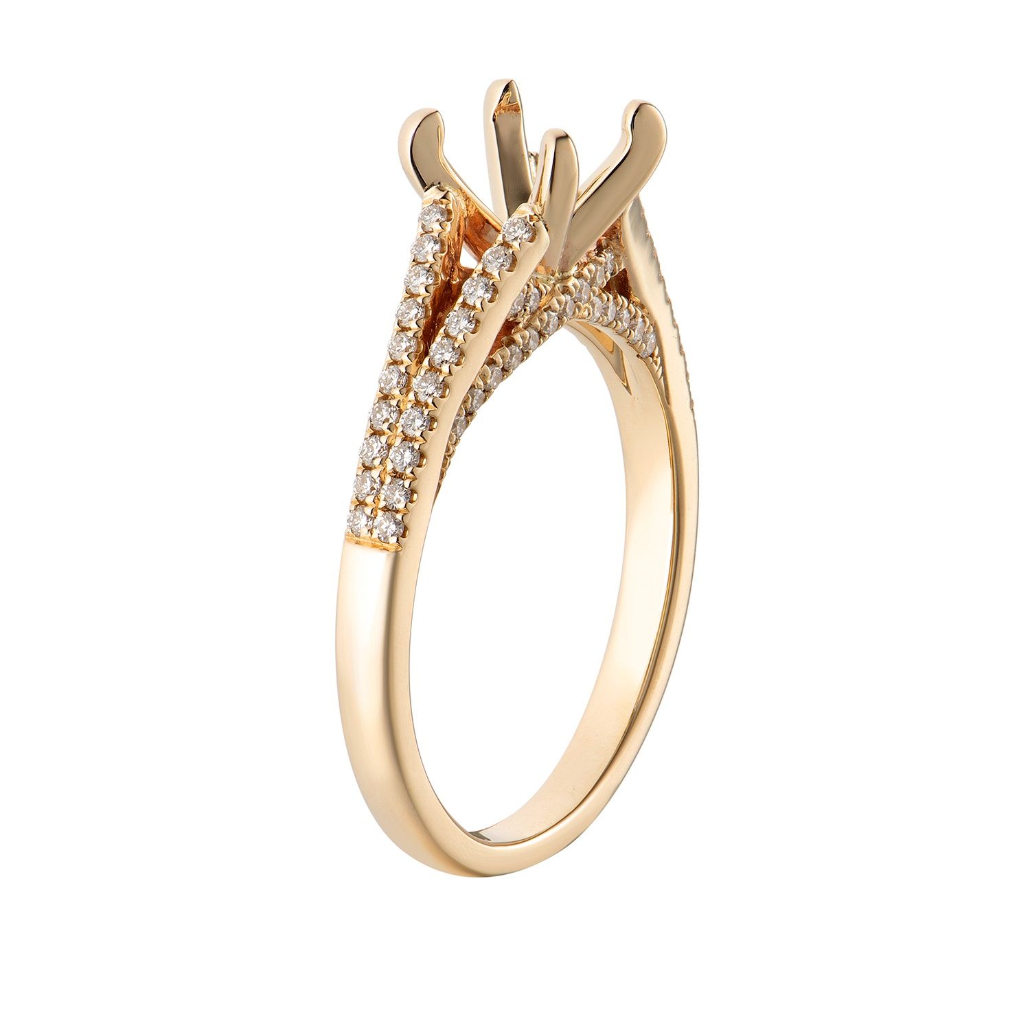 14K Yellow Split Shank Natural Diamond Engagement Ring MZ6784