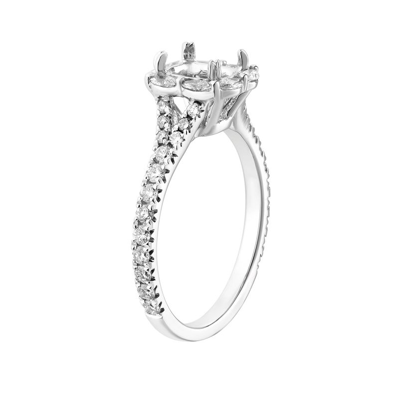 14k White Gold Fancy Halo Engagement Ring MZ6814 Natural Diamond