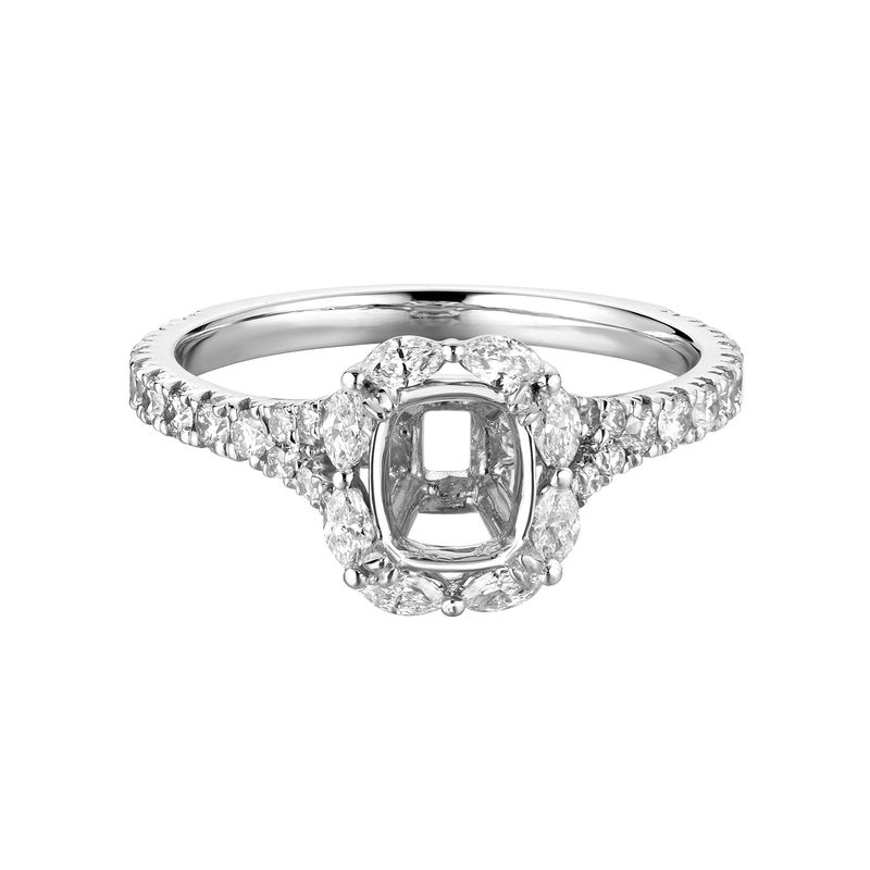 14k White Gold Fancy Halo Engagement Ring MZ6814 Natural Diamond