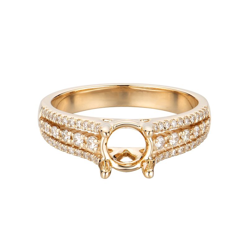 14K Yellow Gold Split Shank Natural Diamond Engagement Ring MZ6779