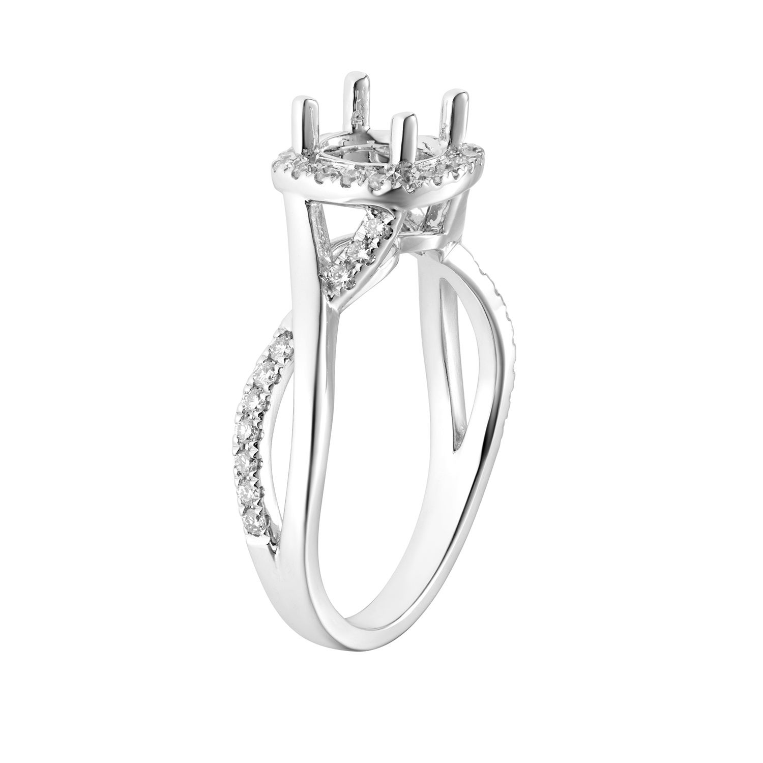 14K White Gold Split Shank  Natural Diamond Engagement Ring MZ6698