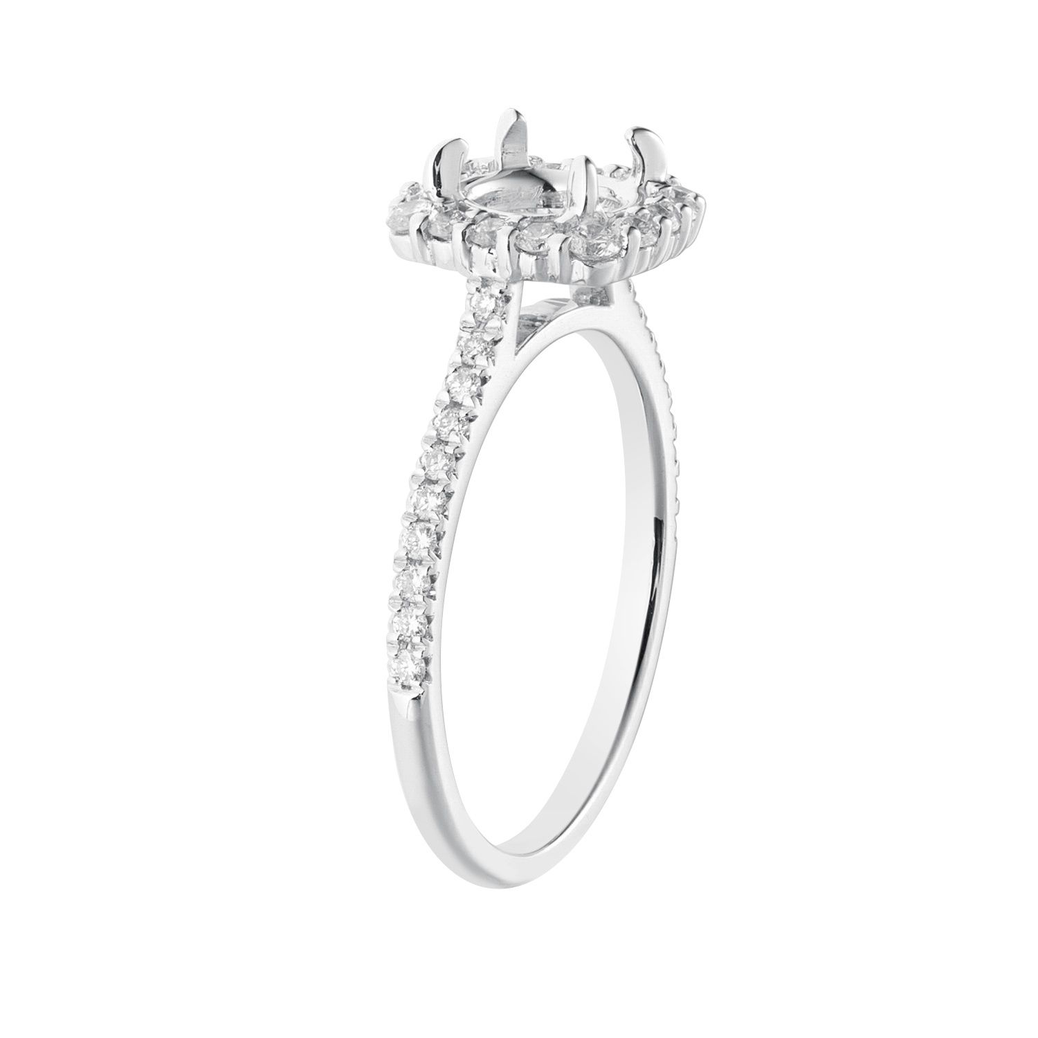 14k White Gold Cushion Halo Natural Diamond  Engagement Ring MZ6625 Natural Diamond