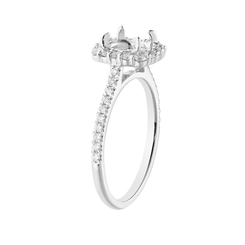 14k White Gold Cushion Halo Natural Diamond  Engagement Ring MZ6625 Natural Diamond
