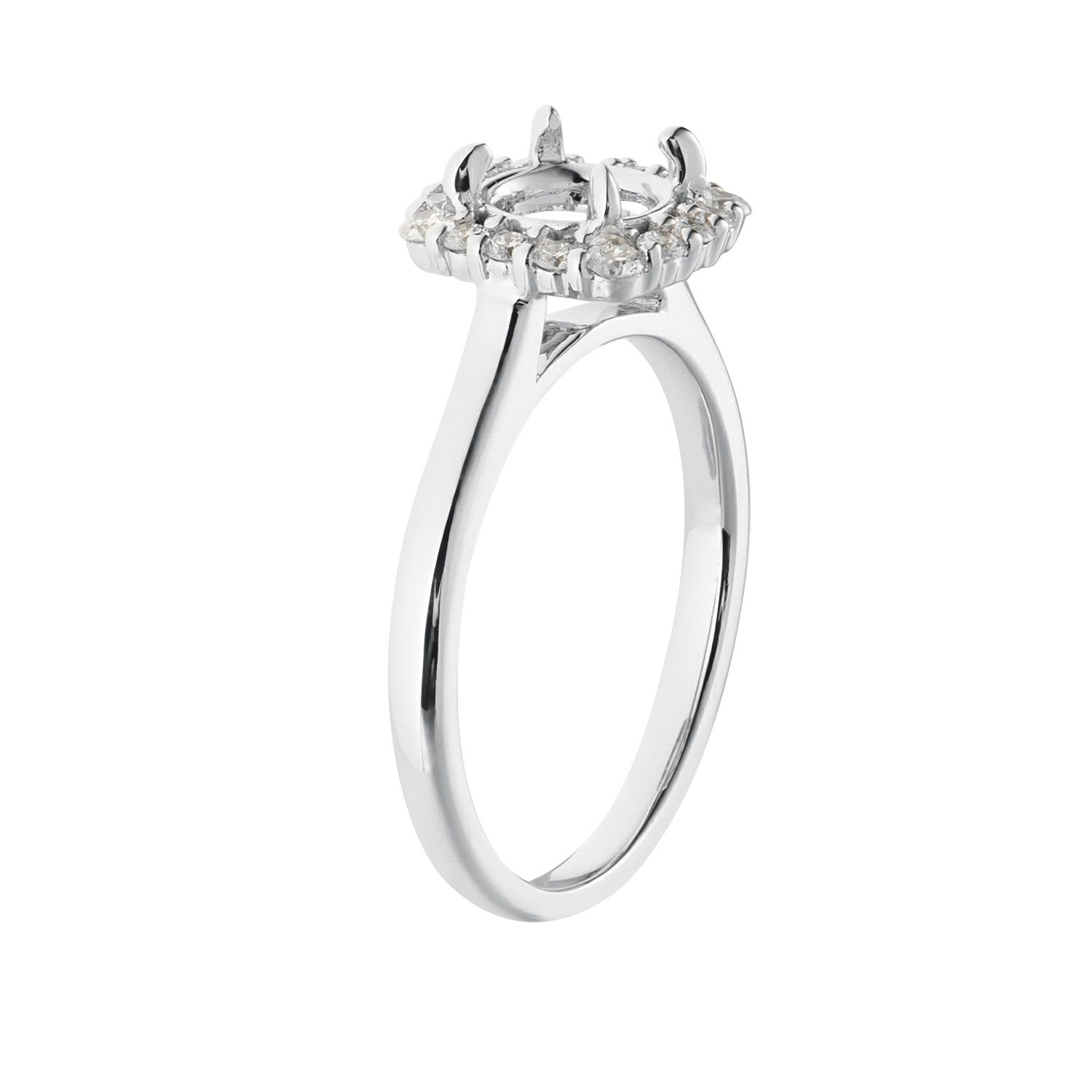 14k White Gold Halo Natural Diamond  Engagement Ring MZ6621
