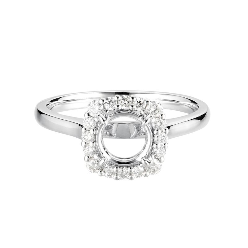 14k White Gold Halo Natural Diamond  Engagement Ring MZ6621