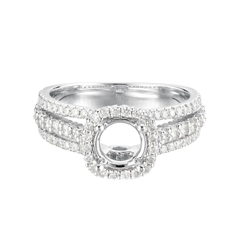 14K White Gold Split Shank Engagement Ring MZ6610 Natural Diamond
