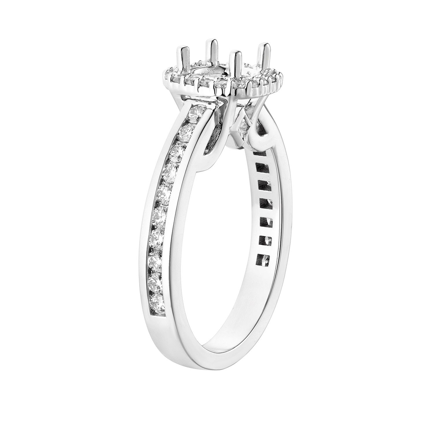 14K White Gold Cushion Halo Natural Diamond Engagement Ring MZ6611