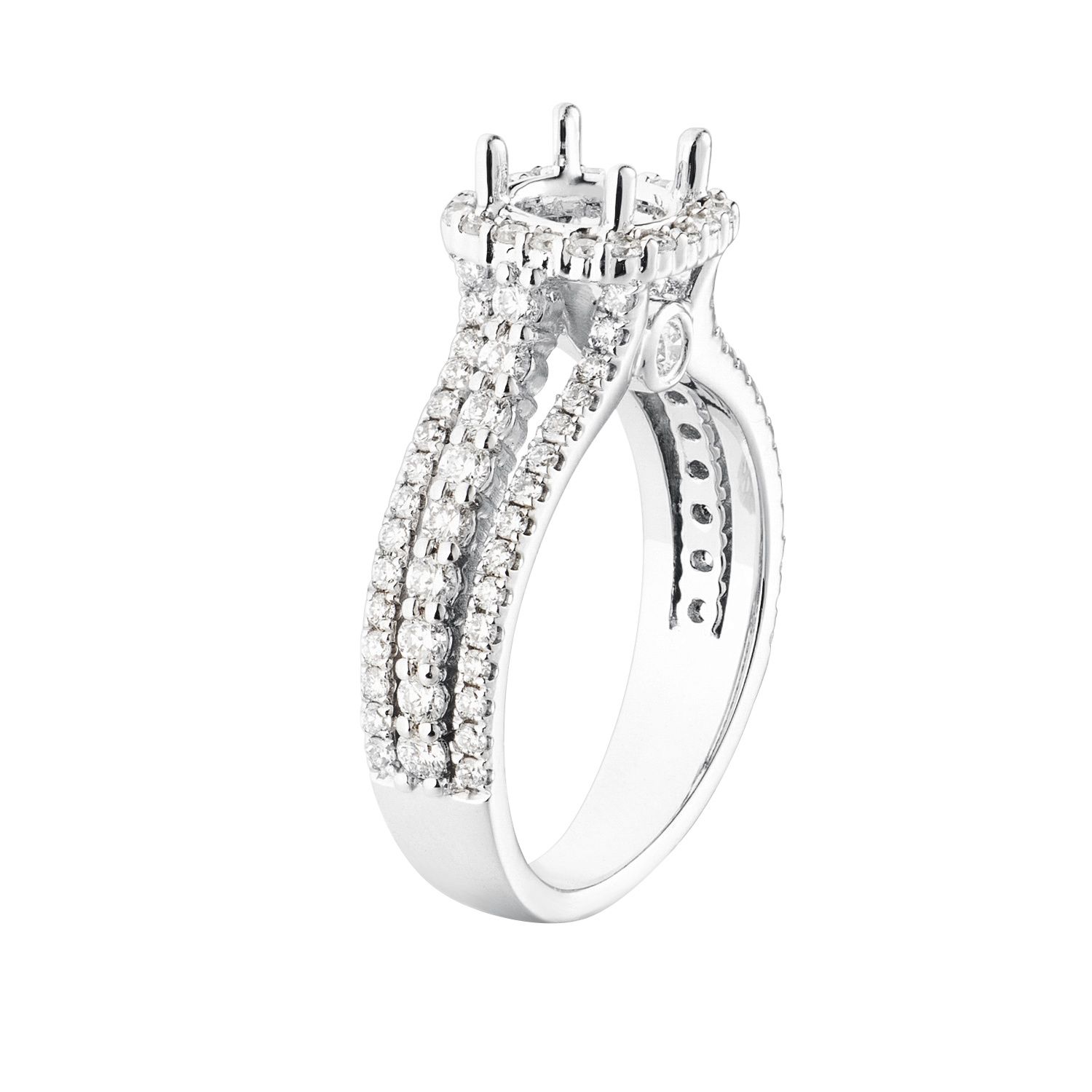 14K White Gold Split Shank Engagement Ring MZ6610 Natural Diamond