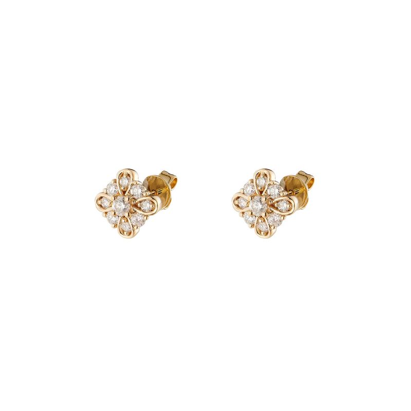 14K Yellow Gold Round Natural Diamond  Stud Earrings MZ10311