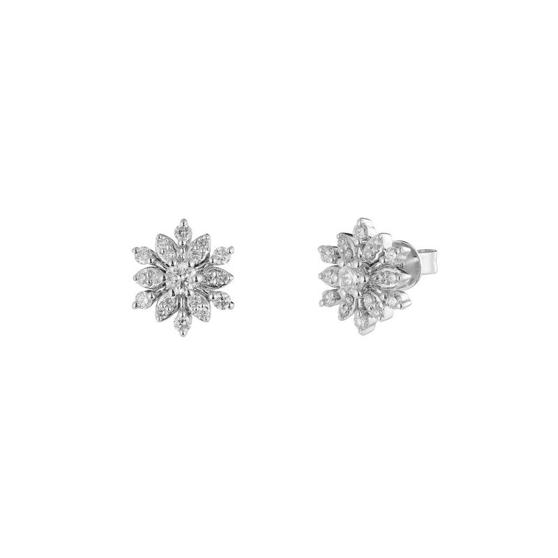 14K White Gold Natural Diamond  Round Stud Earrings MZ10312
