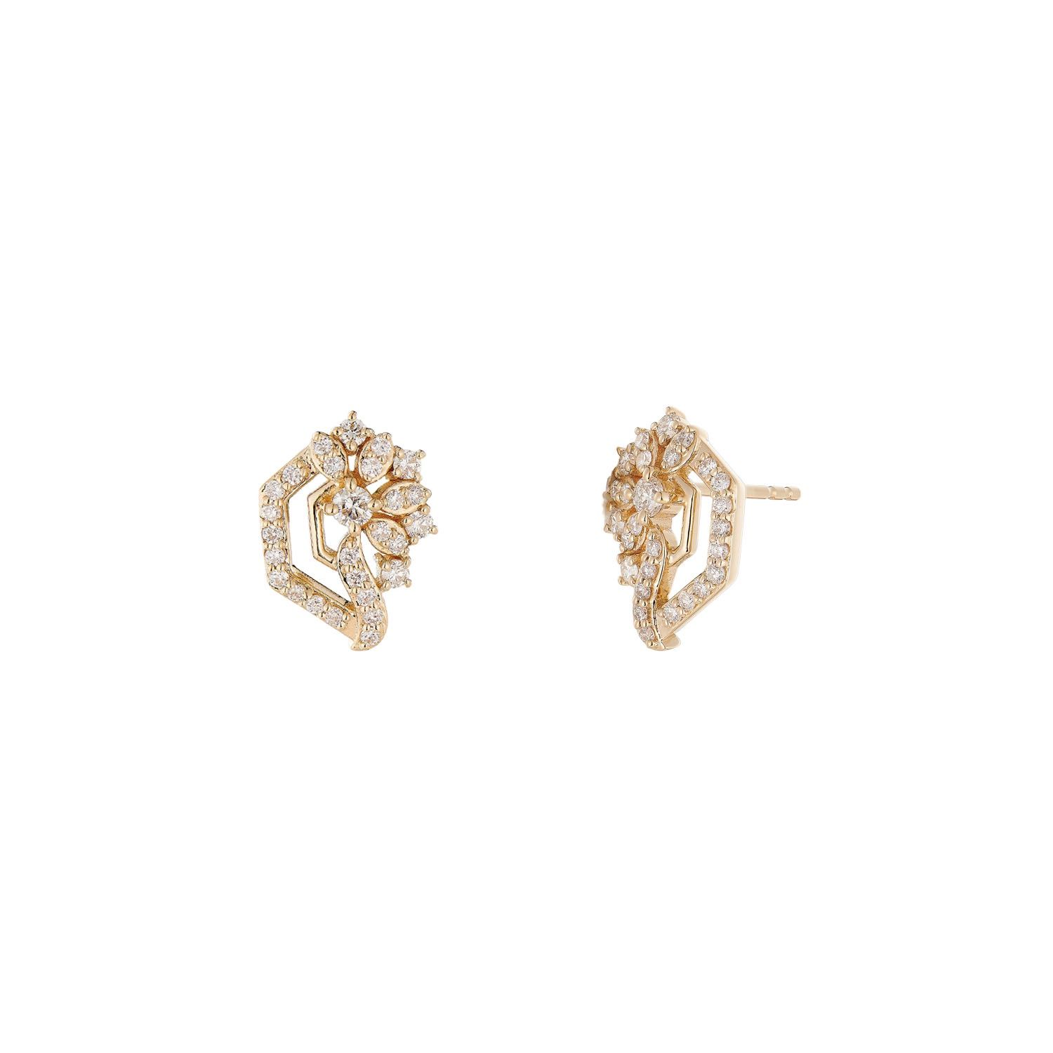 14K Yellow Gold Round Natural Diamond  Stud Earrings MZ10331