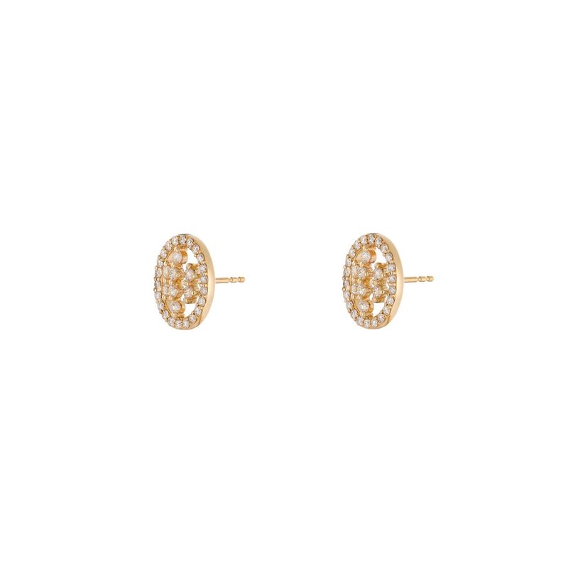 14K Yellow Gold Round Natural Diamond  Stud Earrings MZ10339