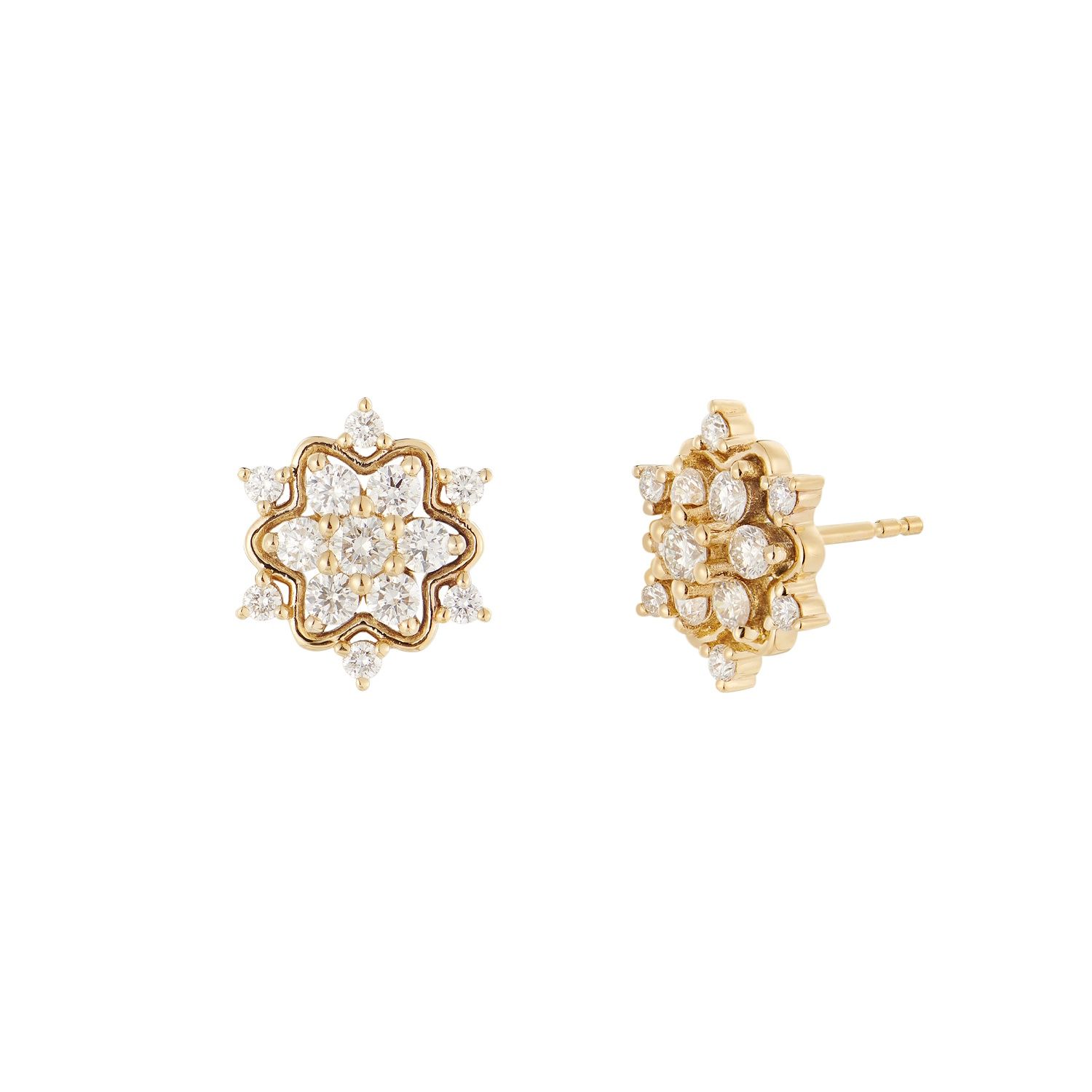 14K Yellow Gold Round Natural Diamond  Stud Earrings MZ10349