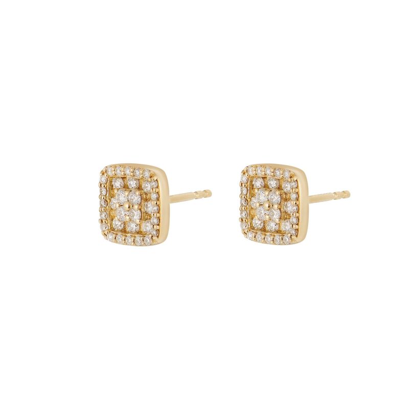 14K Yellow Gold Round Natural Diamond  Stud Earrings MZ10355