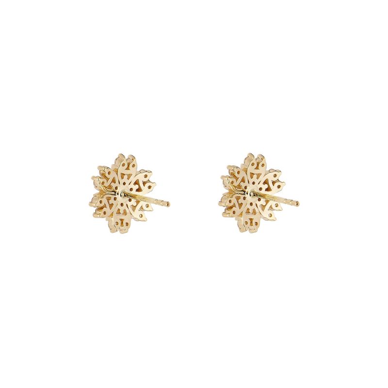 14K Yellow Gold Natural Diamond  Round Stud Earrings MZ10366