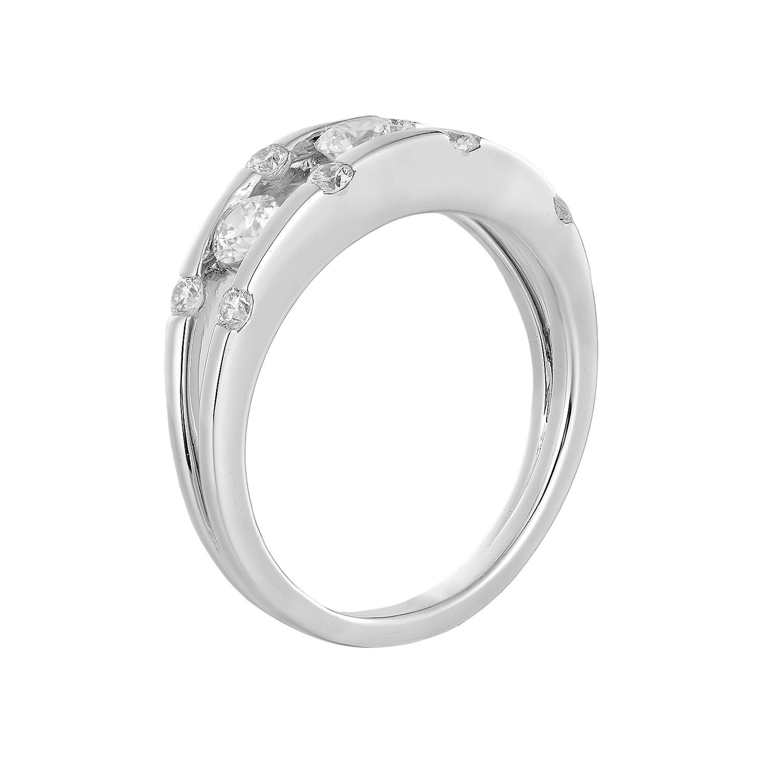 14K White Gold Round Natural Diamond  Wedding Band MZ11122