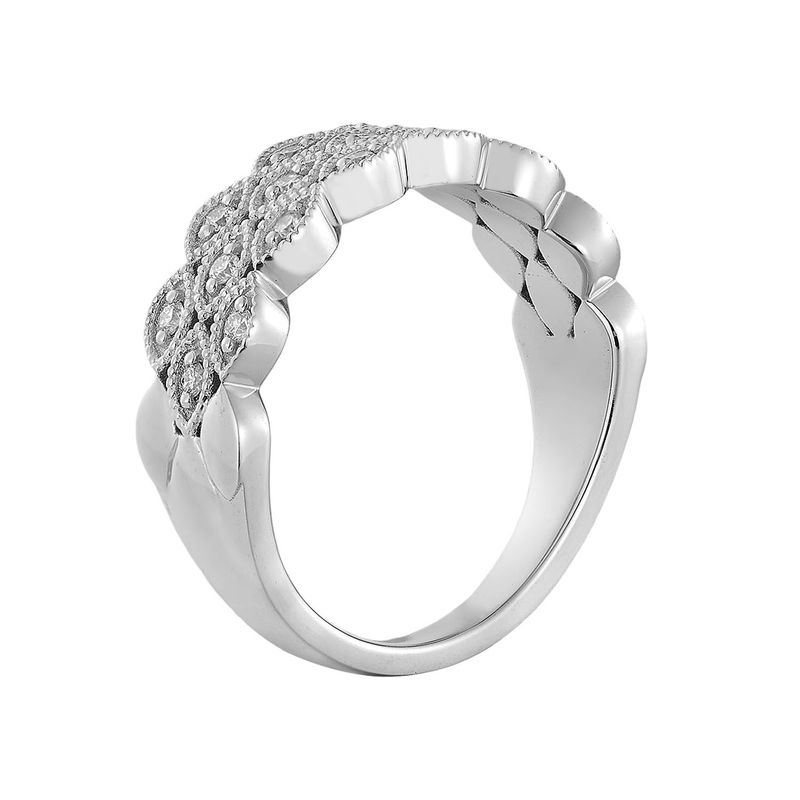14K White Gold Round Natural Diamond  Wide Band MZ11123