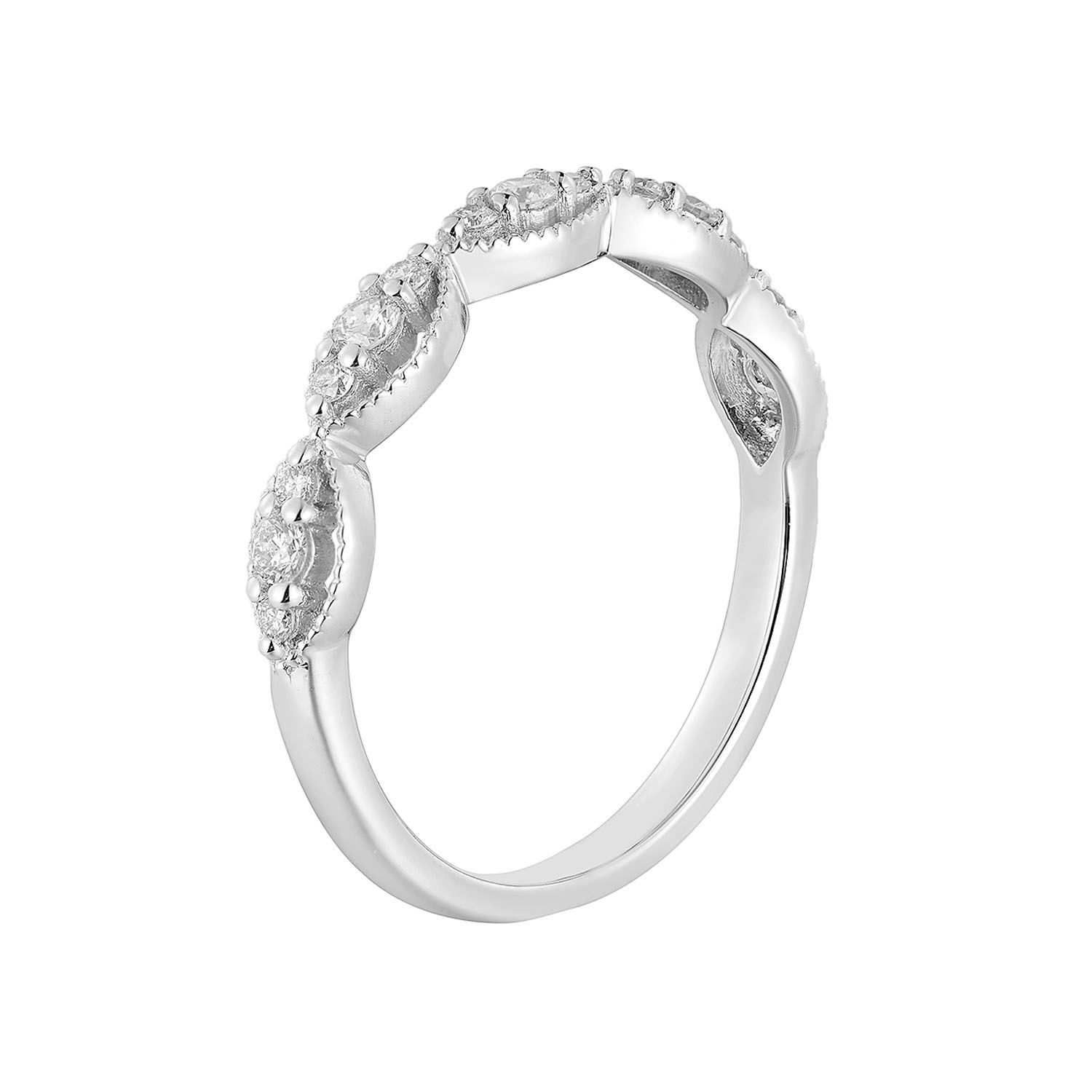 14K White Gold Round Natural Diamond  Wedding Band MZ11456