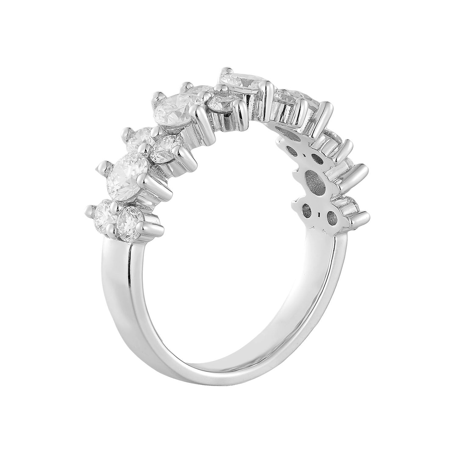 14K White Gold Round Natural Diamond  Wedding Band MZ11147