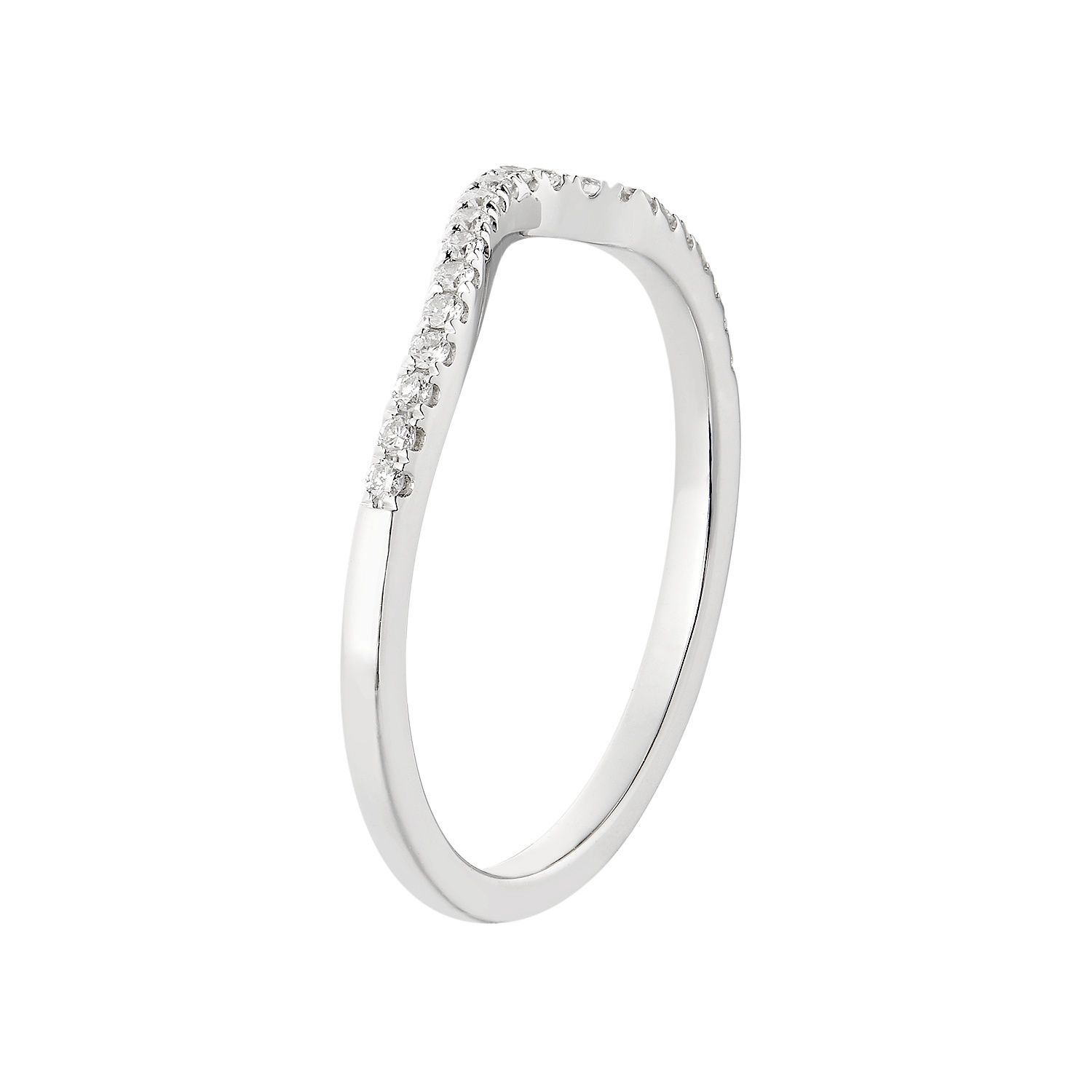 14K White Gold Curved Natural Diamond  Band MZ6638