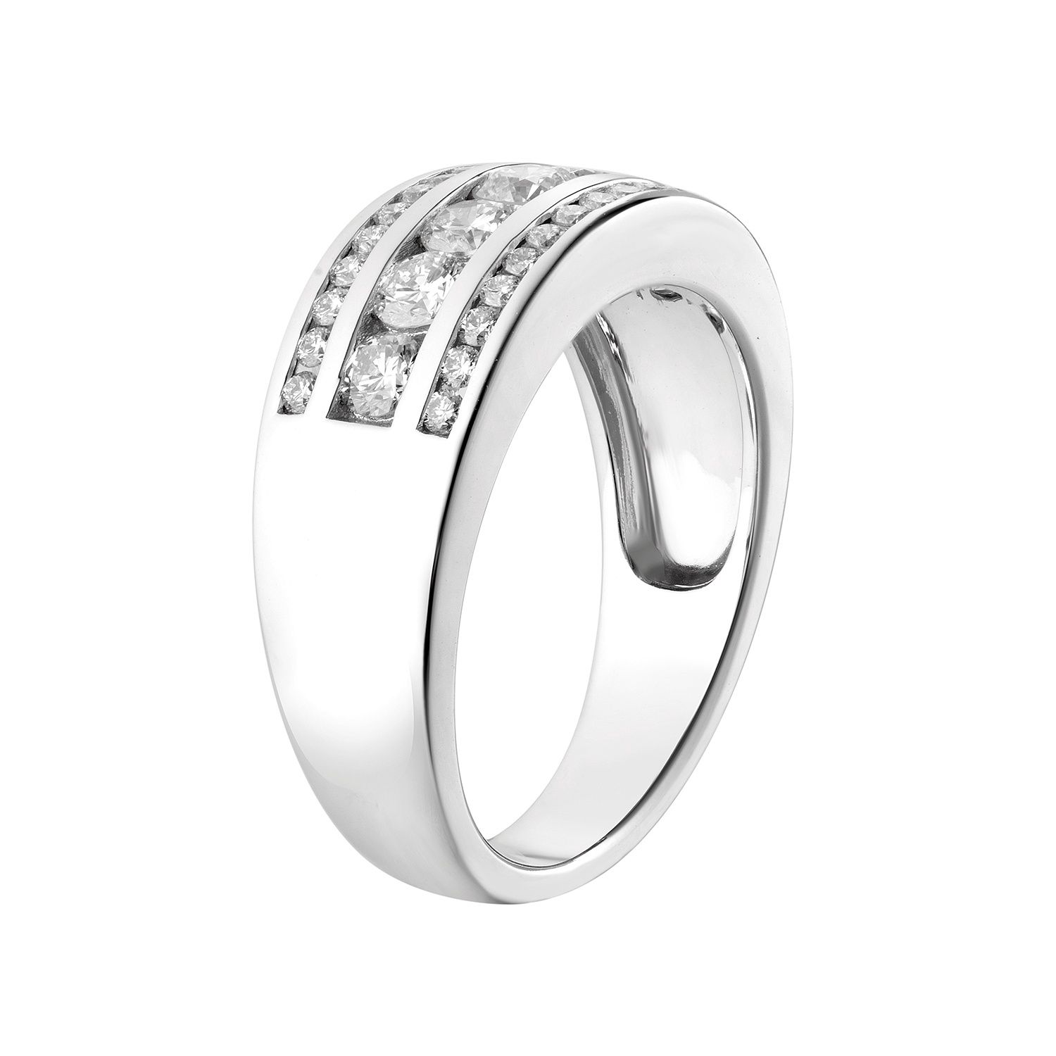 14K White Gold Natural Diamond  Wide Wedding Band MZ5827 Natural Diamond
