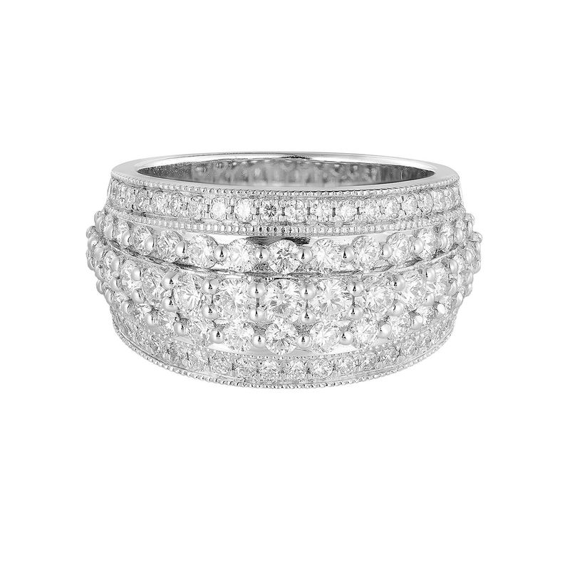 14K White Gold Natural Diamond  Wide Wedding Band MZ11133