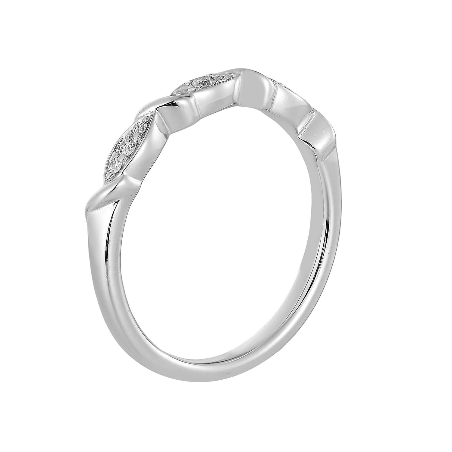 14K White Gold Round Natural Diamond s Wedding Band MZ11114