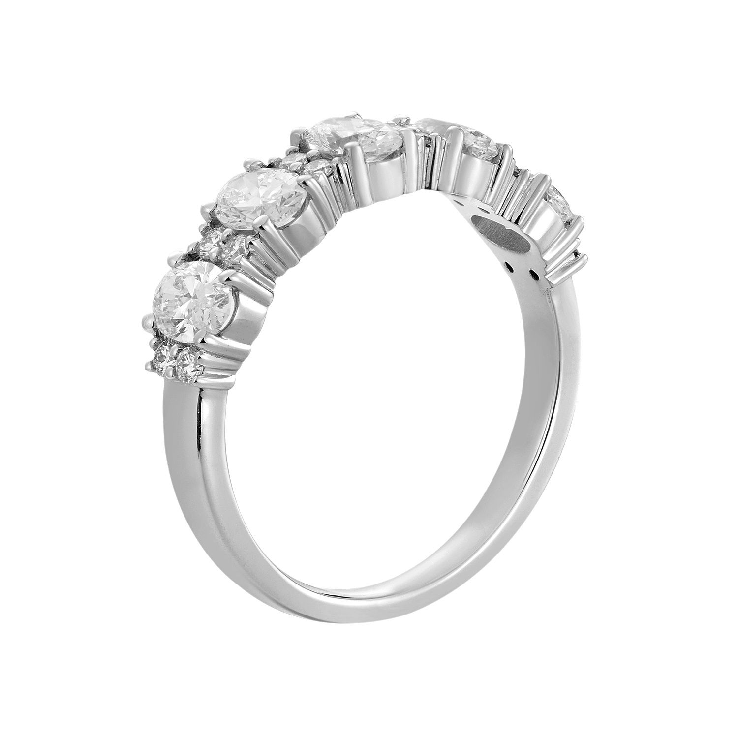 14K White Gold Oval Natural Diamond  Wedding Band MZ10681-1