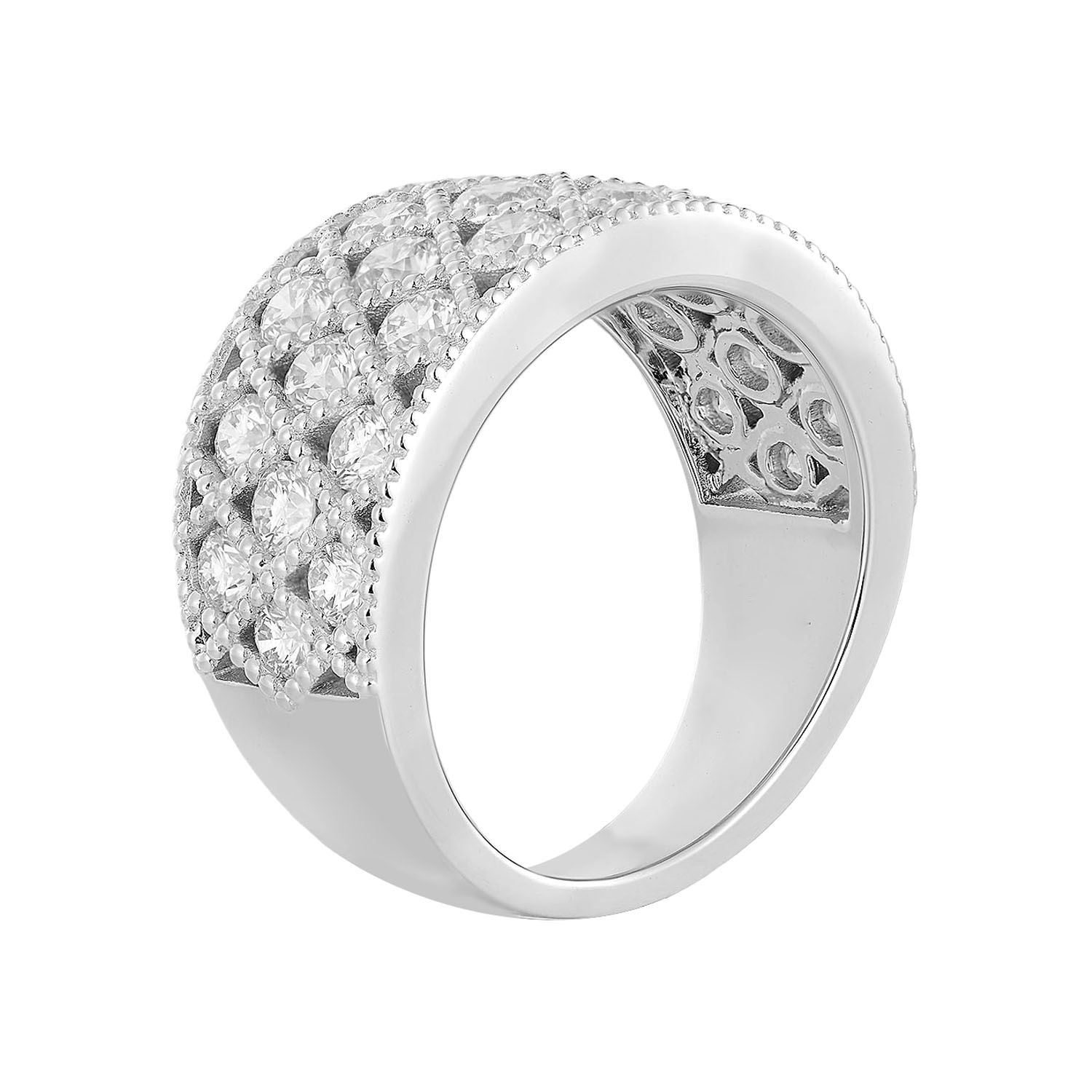 14K White Gold Round Natural Diamond  Wide Band MZ11149