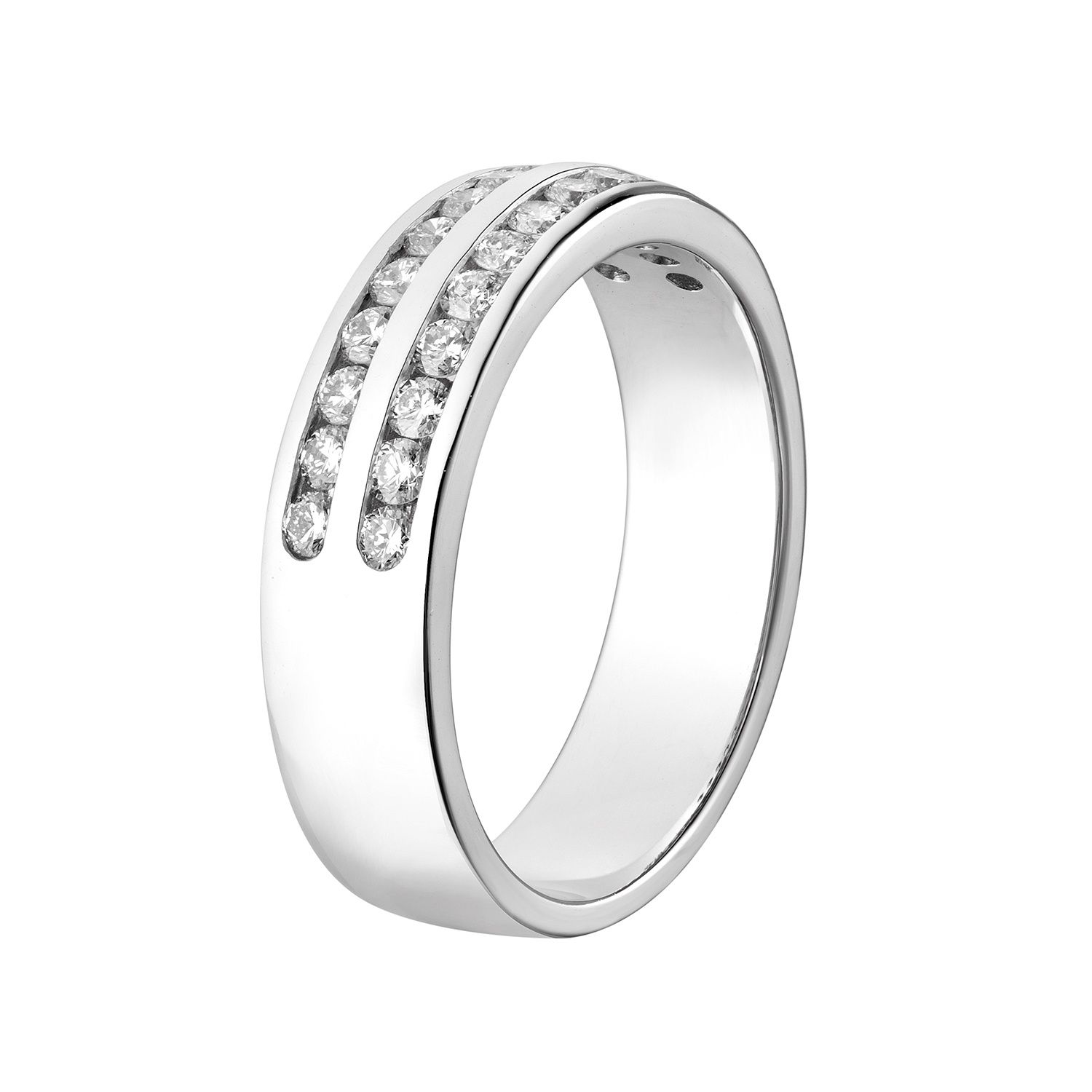 14K White Gold Double Channel Setting Natural Diamond  Men&#39; s Band MZ5838