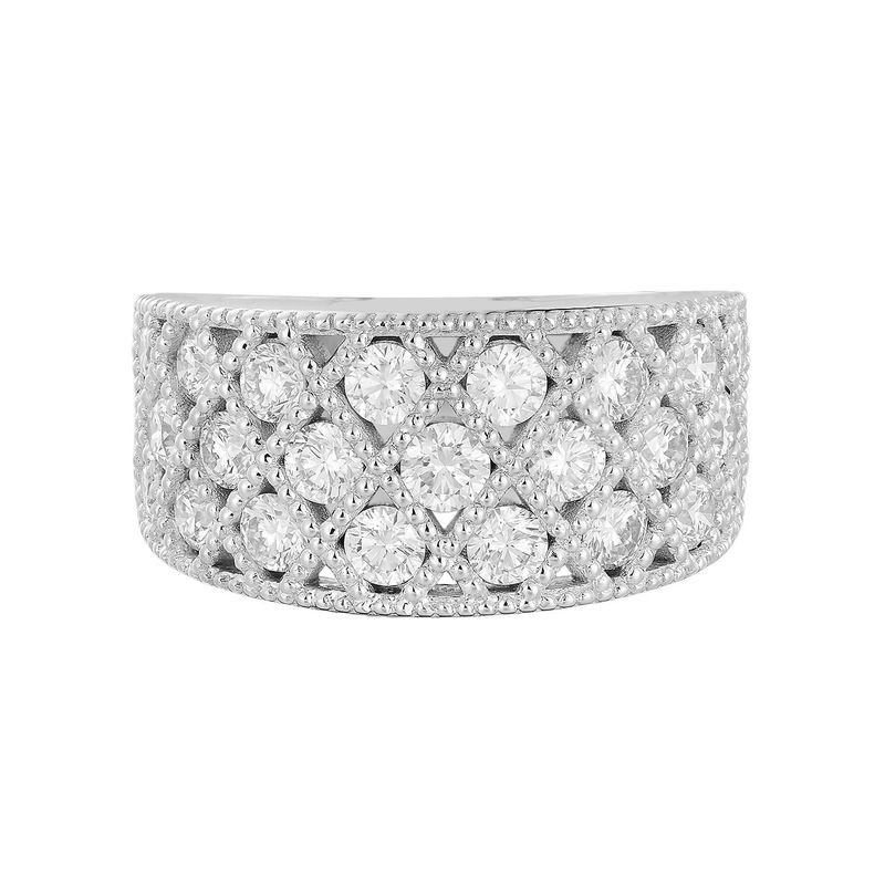14K White Gold Round Natural Diamond  Wide Band MZ11149