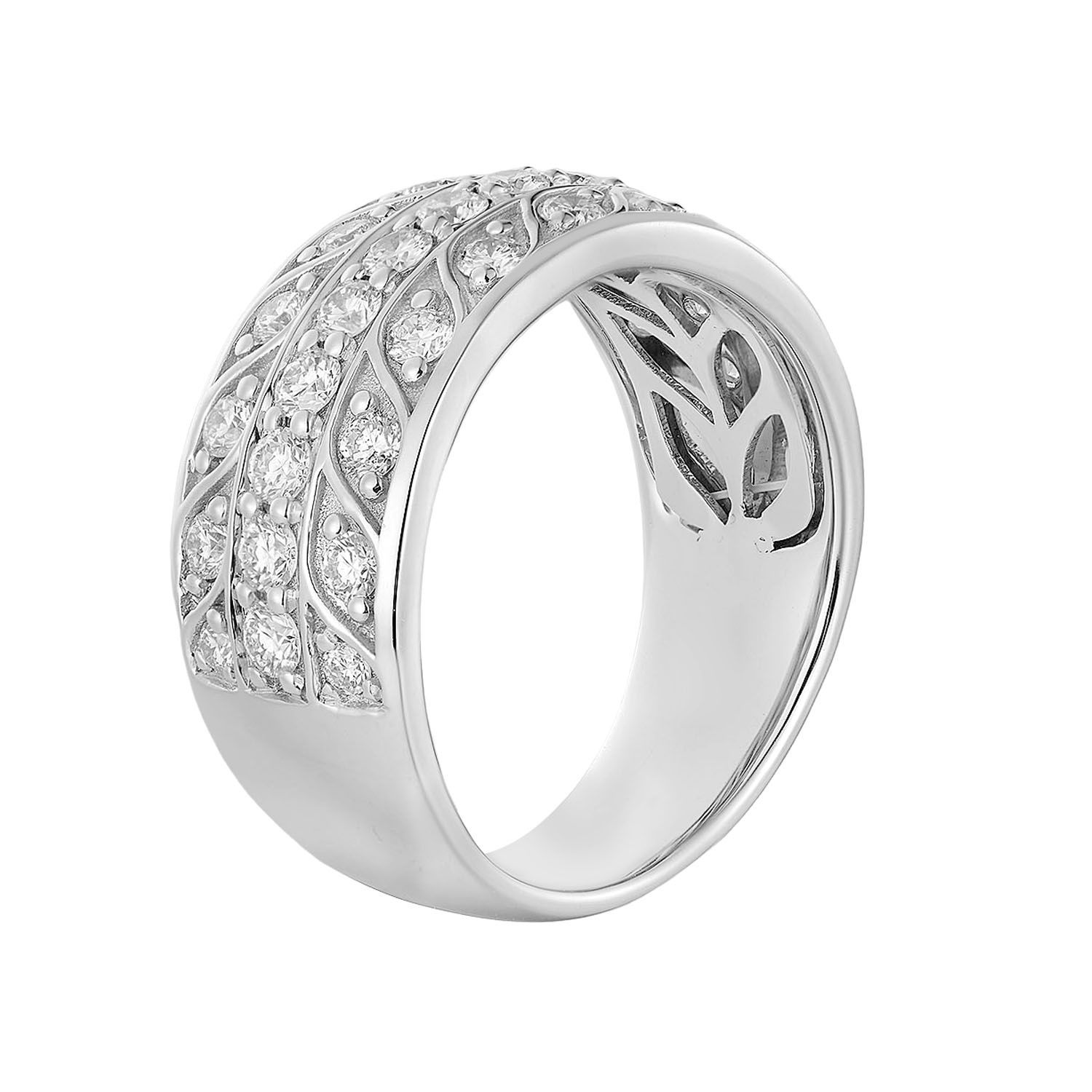 14K White Gold Round Natural Diamond  Wide Band MZ72971