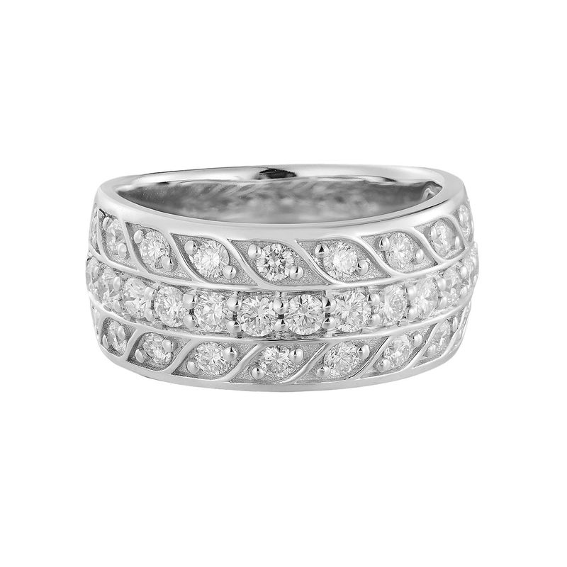 14K White Gold Round Natural Diamond  Wide Band MZ72971