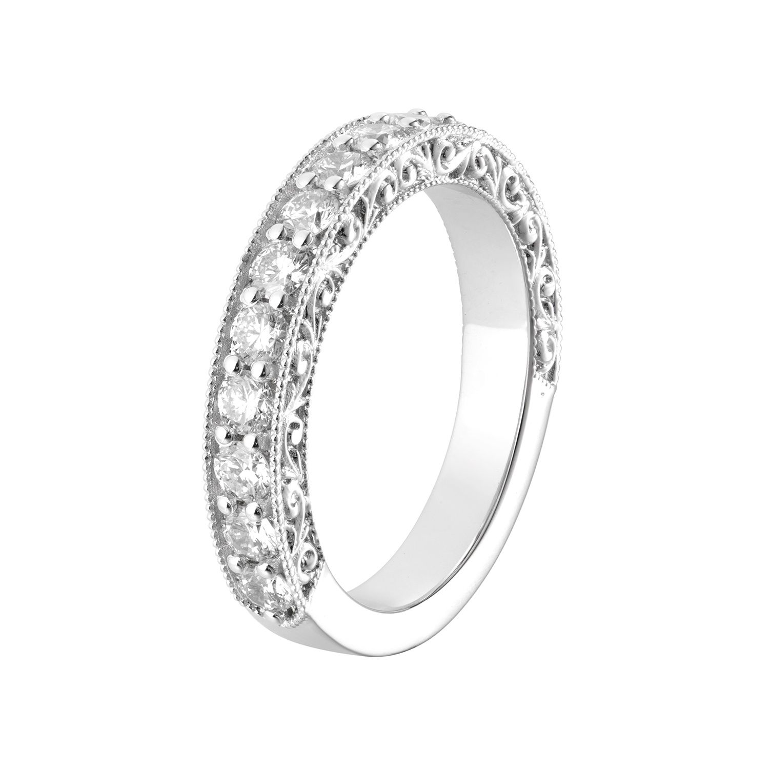 14K White Gold Round Natural Diamond  Wedding Band MZ5802