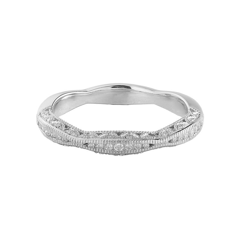 14K White Gold Natural Diamond  Warp Flank Wedding Band MZ5087